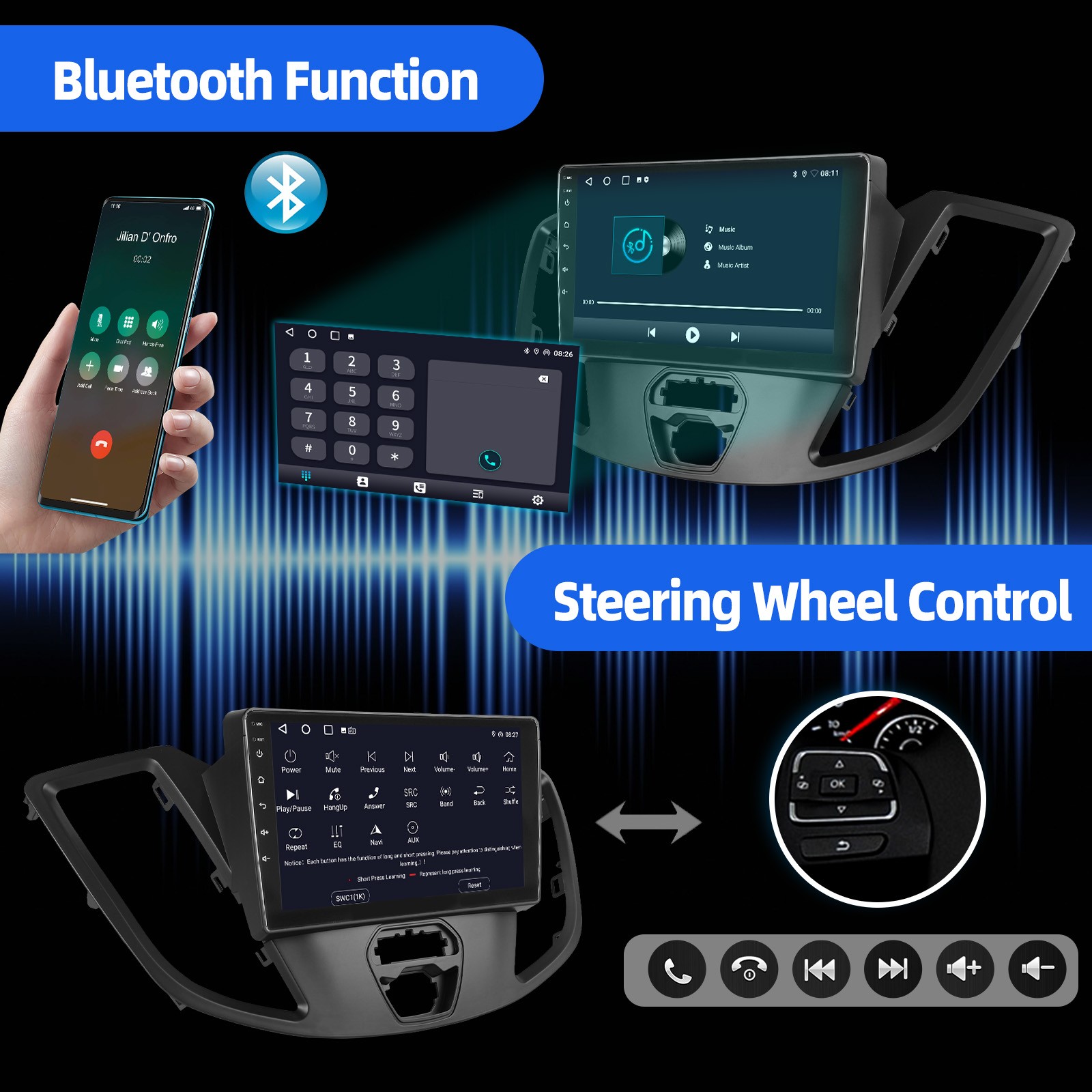 Apple Carplay For Ford 150 Transit Android 15 Car Stereo HD GPS NAV 4G+64G Radio