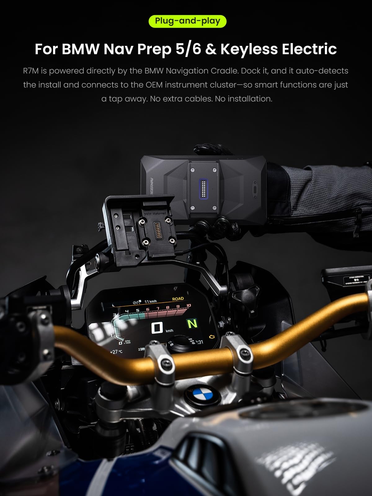 RiderNav R7M 7″ Wireless Motorcycle CarPlay & Android Auto for BMW Motorcycles
