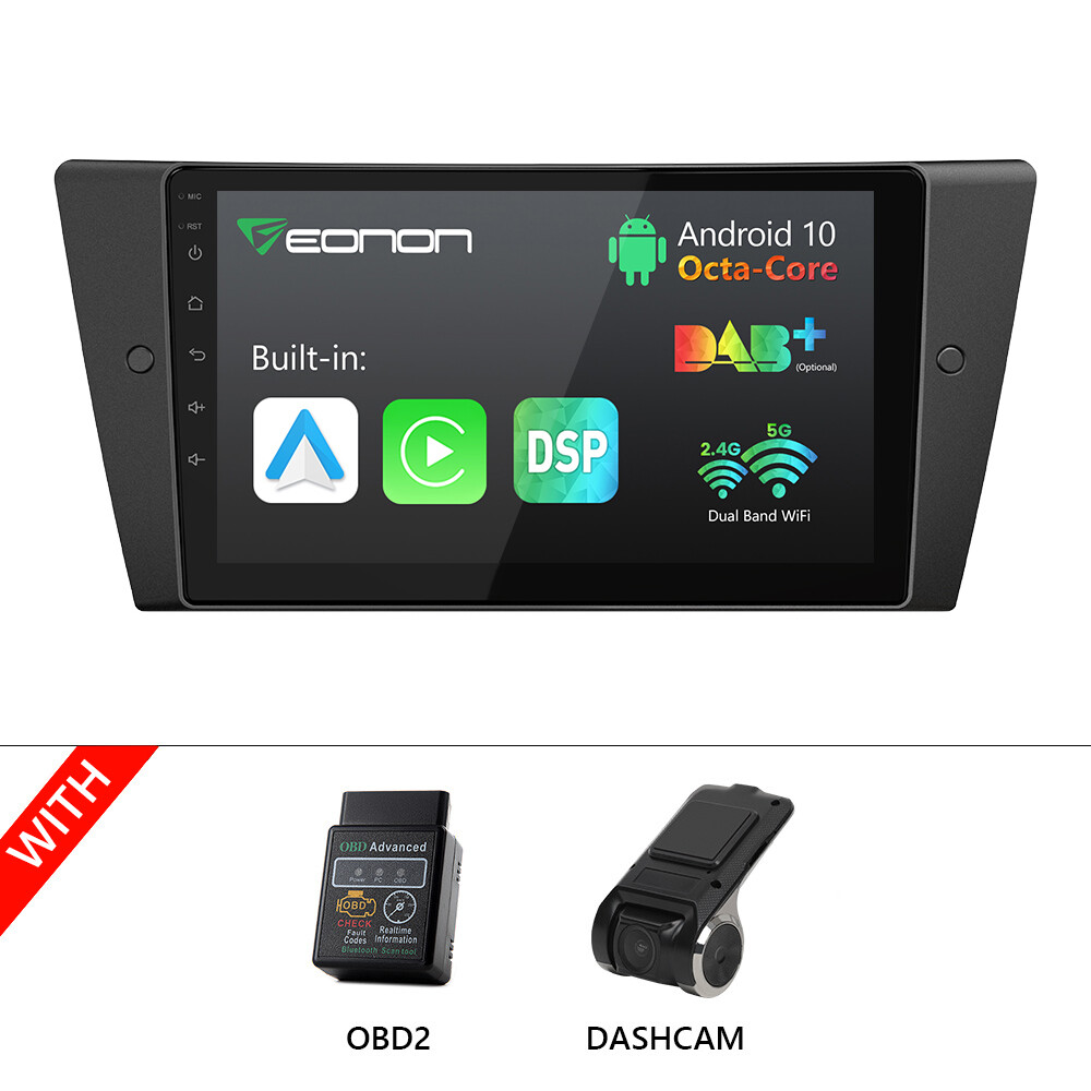 OBD+DVR+Eonon For BMW E90/E91/E92 328 Android 10 9″Car Radio Stereo GPS Navi DSP
