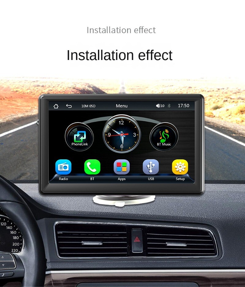 New 7 Inch Portable Wireless Carplay CarPlayer Multimedia Bluetooth Card Host