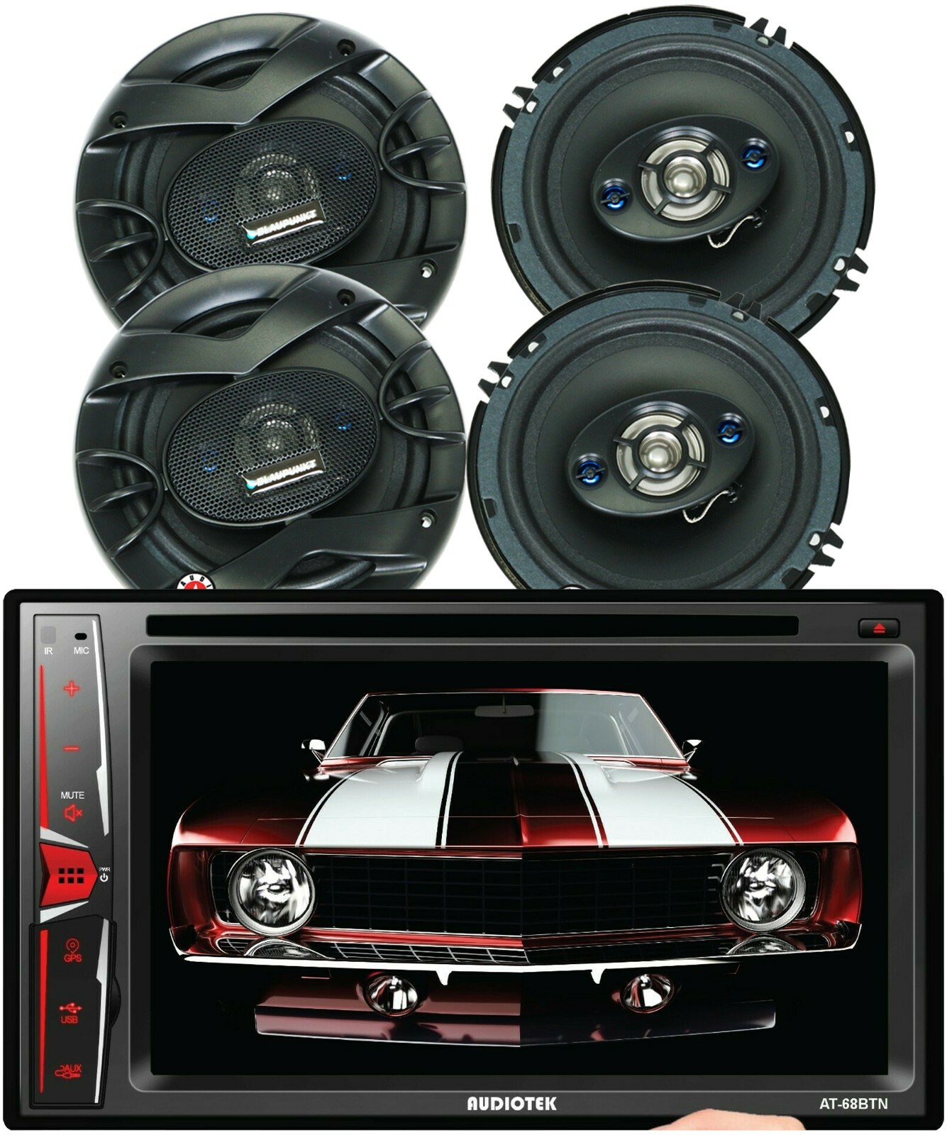 Audiotek 6.2″ Touch Screen Car Mirror Link + 4x Blaupunkt GTS655M 6.5″ Speakers