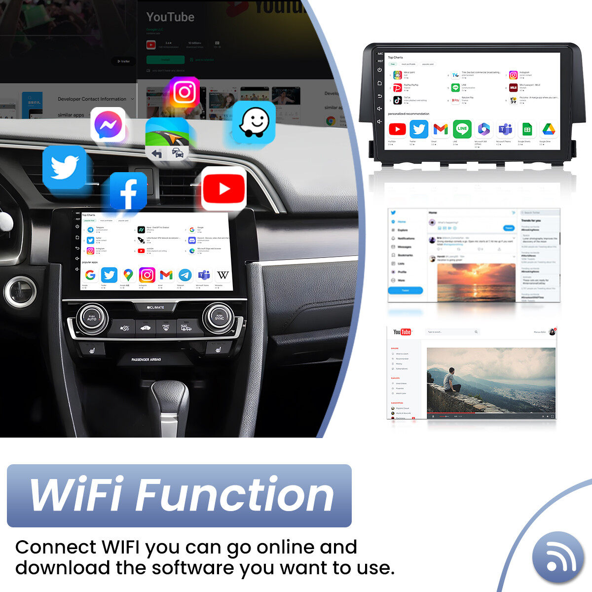 9″ 32G FOR HONDA CIVIC 2016-20 CAR STEREO RADIO GPS WIFI APPLE CARPLAY 1280*800
