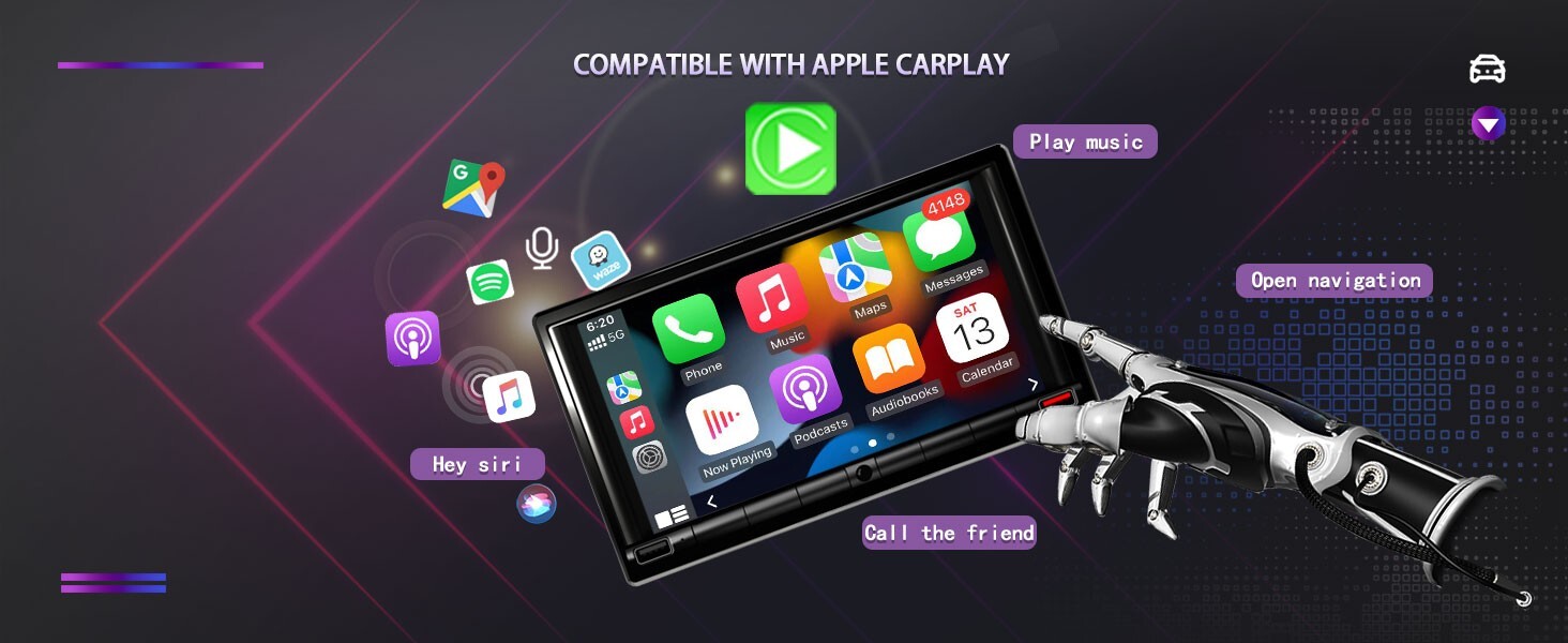 1280×720 HD Non-Glare Touch Screen Car Stereo w 30 Segment EQ,7″ Car Stereo NEW