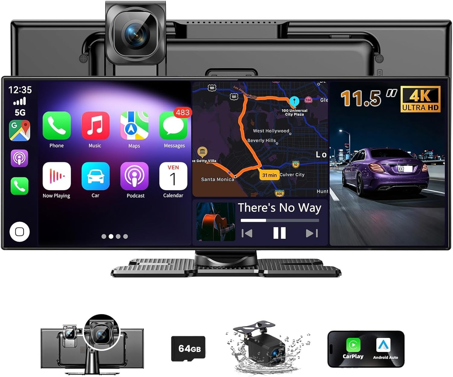 11.5″ Largest Wireless Carplay HD Screen for Carplay & Android Auto Car Stereo w