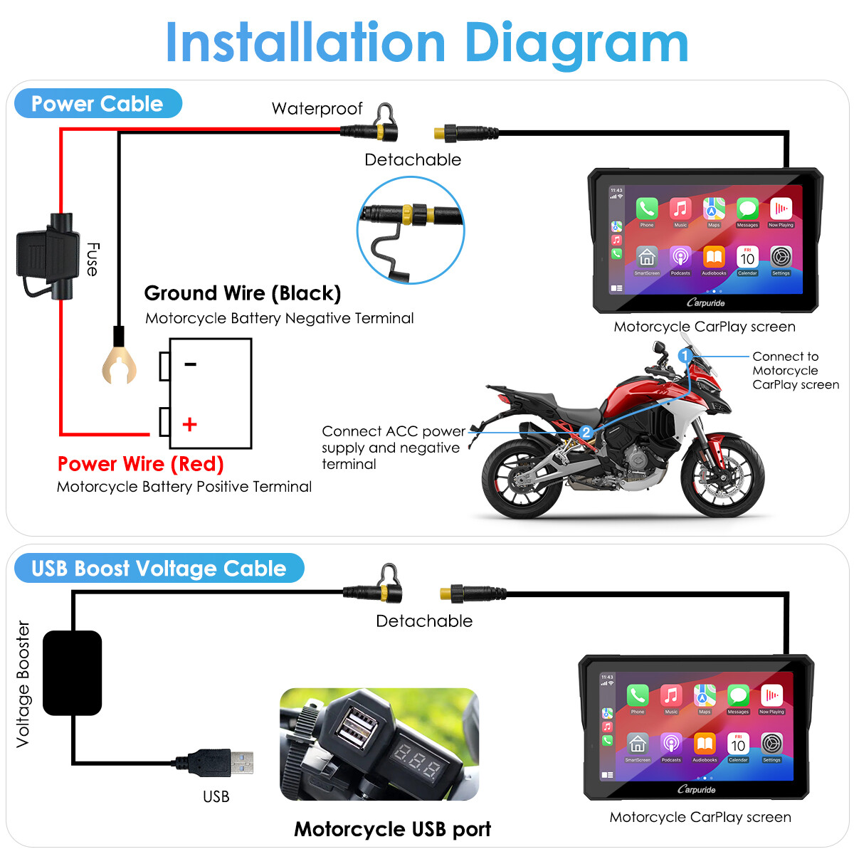 Carpuride W702Pro Wireless Carplay Android Auto Waterproof GPS with TPMS System