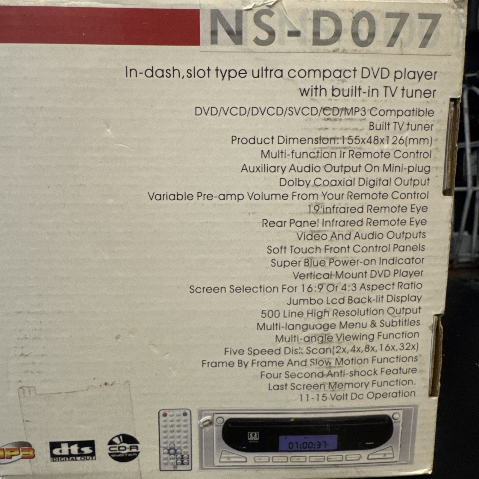 Diesel Audio NS-D077 In-Dash DVD/CD/MP3 Player w/Front Panel AV Input and Tuner