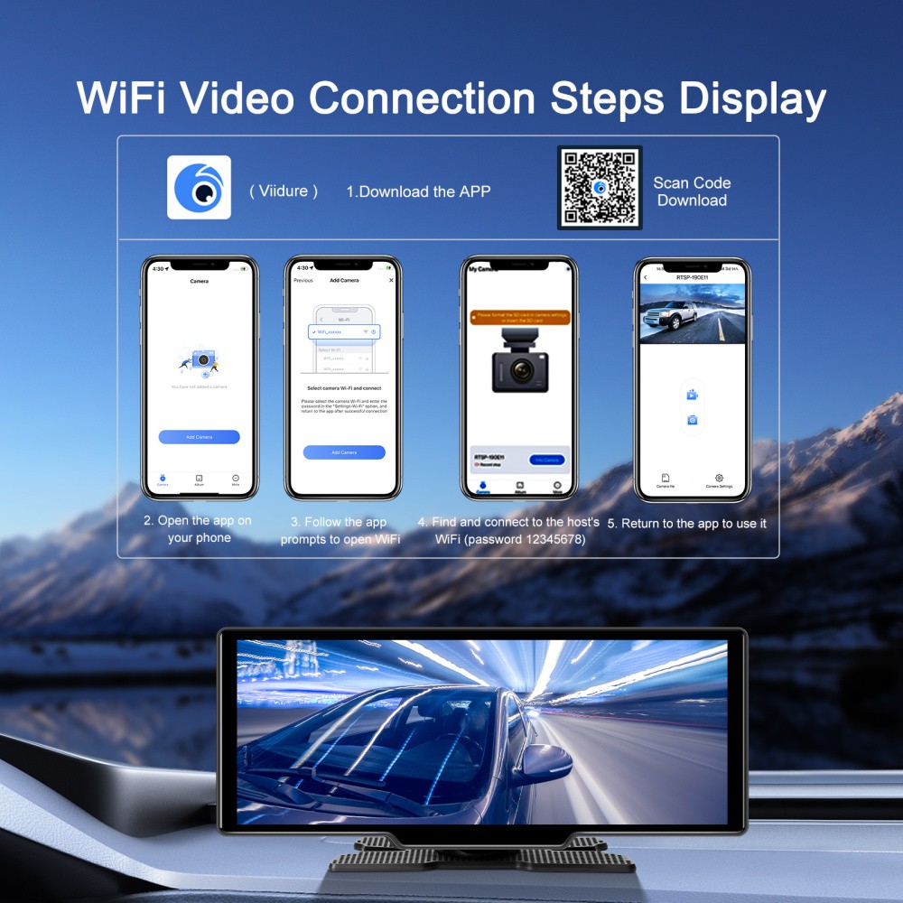 10.26″ Car Multimedia Smart Screen Player T86MP5 Wireless Carplay & Android +CAM