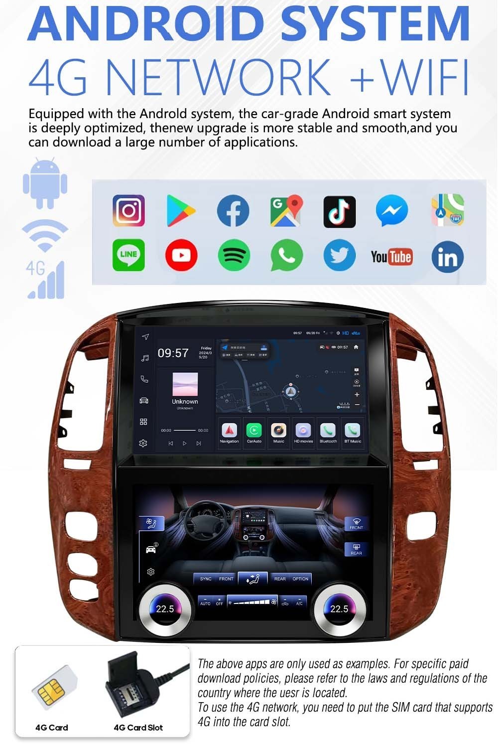10″ Android Car Radio Carplay Screen For Toyota Land Cruiser 2002-07 Lexus LX470