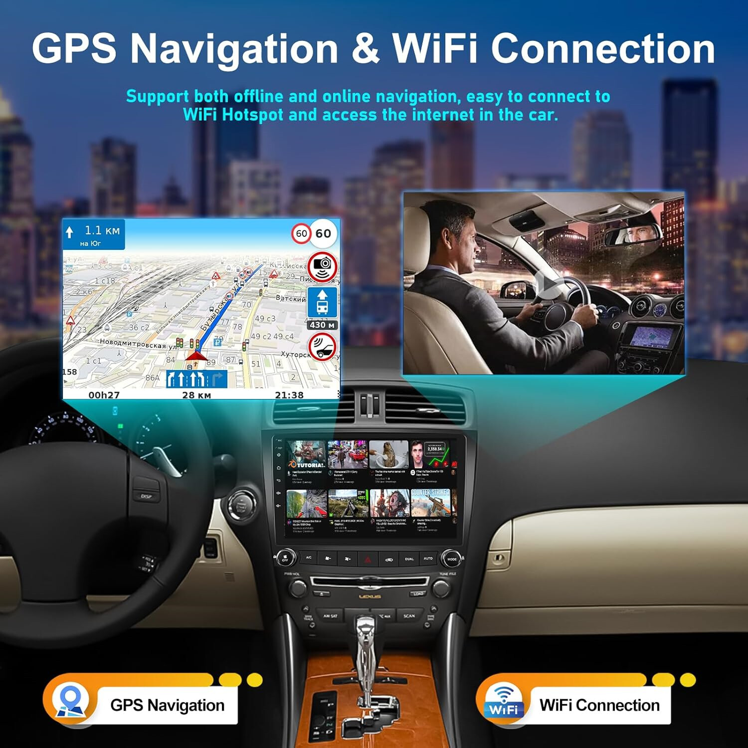 For Lexus IS250 IS350 2006-2012 Android 13 Apple CarPlay Car Stereo Radio GPS BT