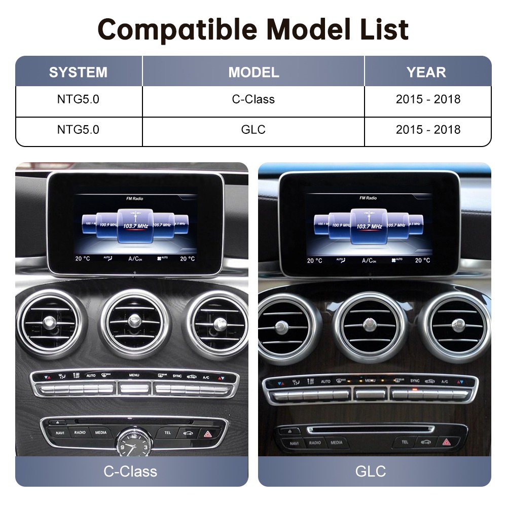 Roadtop Wireless CarPlay Retrofit Kit For Benz W205 C-Class GLC NTG5.0 Module