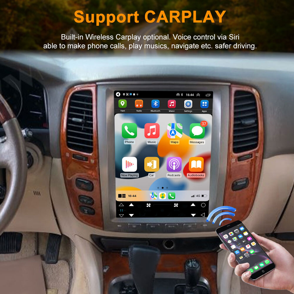 Multimedia Video Player Android 14 For Lexus LX470 2002-2007 Tesla Screen GPS BT