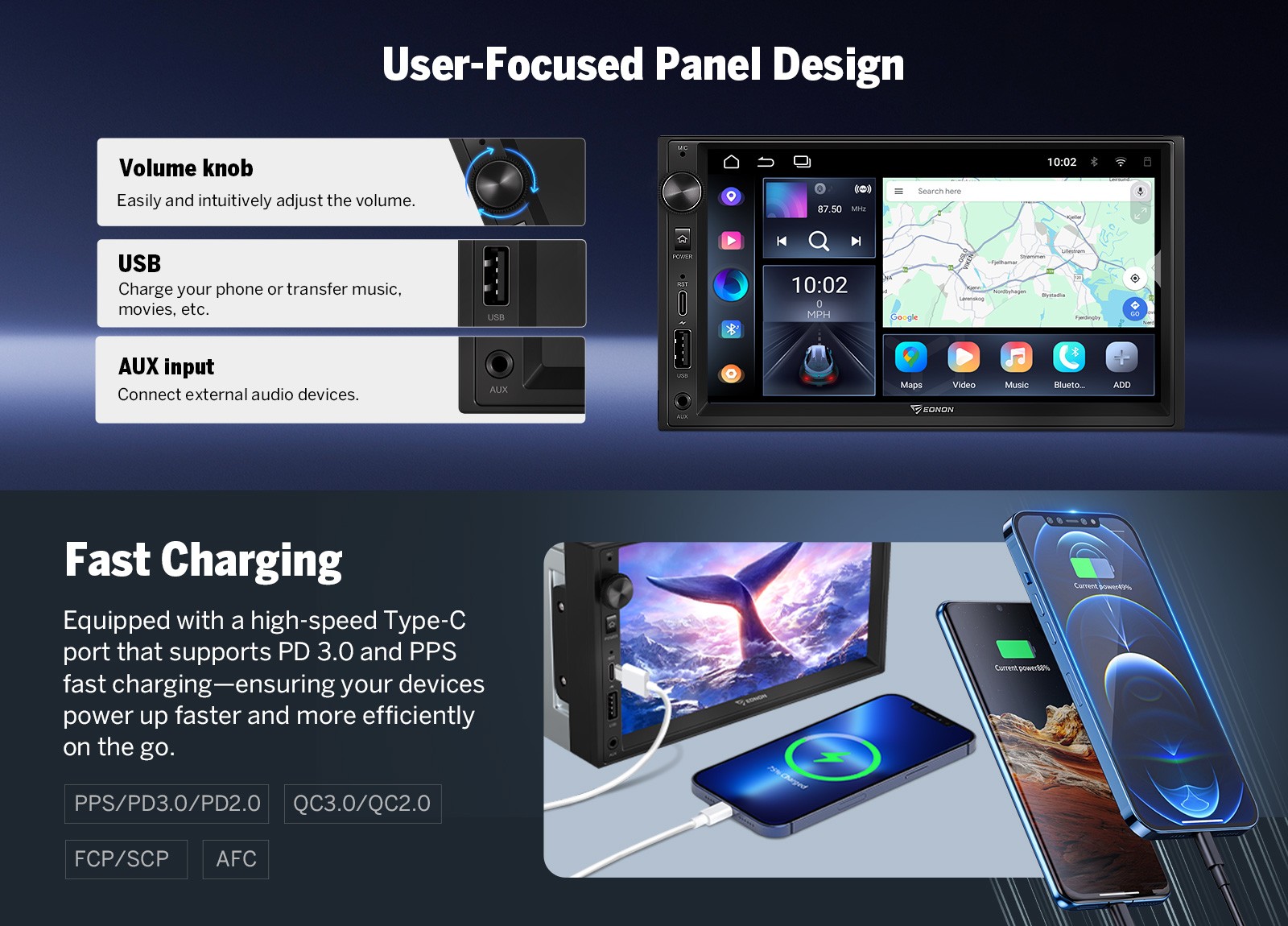 Android 14 7″ IPS Car Stereo 4+64 Wireless CarPlay GPS 2 DIN Head Unit Radio DSP