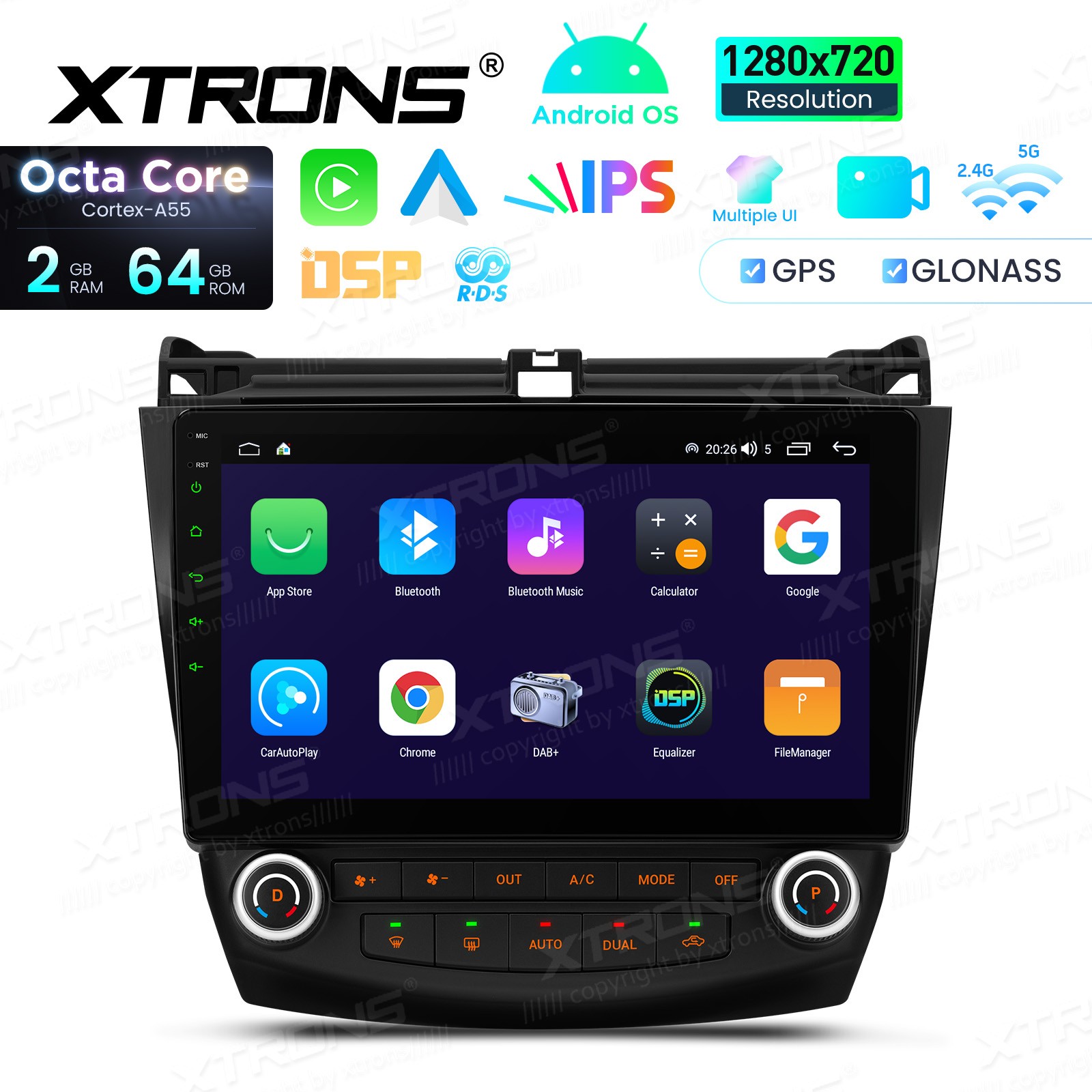 For Honda Accord 2003-2007 CarPlay Android 14 Car Stereo Radio GPS IPS WIFI 64G