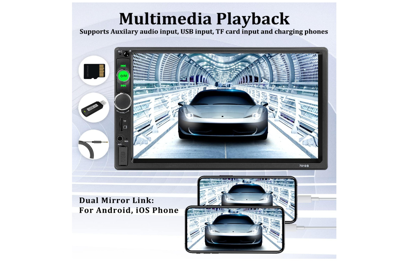 Radio Estereo De Pantalla Para Coche Carro Pantalla Tactil Doble Din Bluetooth 7