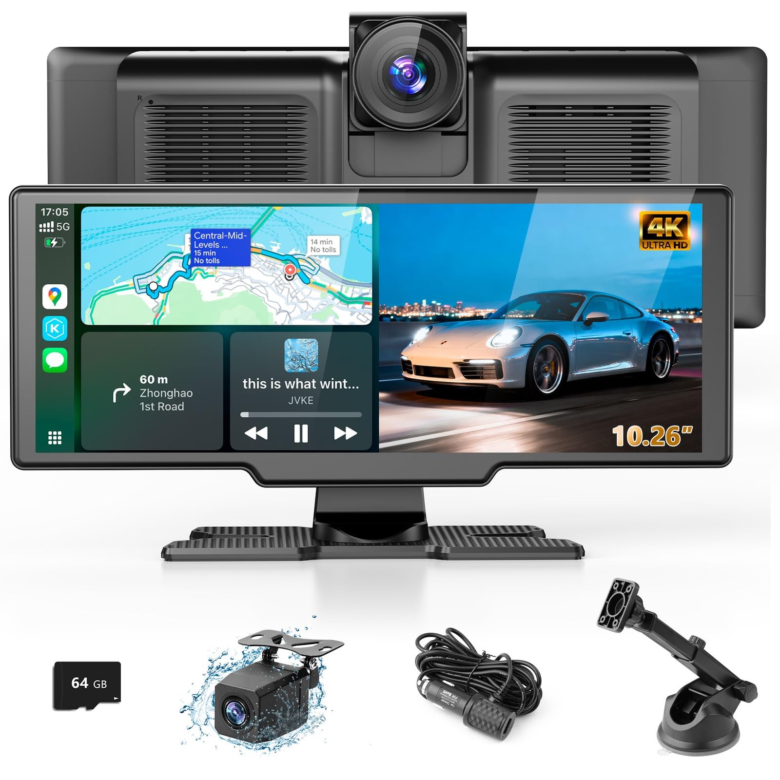 Portable Wireless Carplay Screen with Dashcam – 10.26 Inch Car Play Tablet wi…