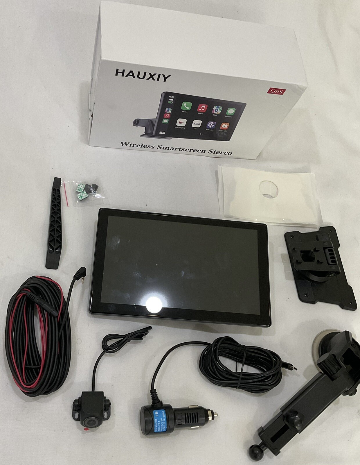 HAUXIY Wireless Carplay Touchscreen 2.5K Dash Cam 9″ Portable Q9S -Black -64gb