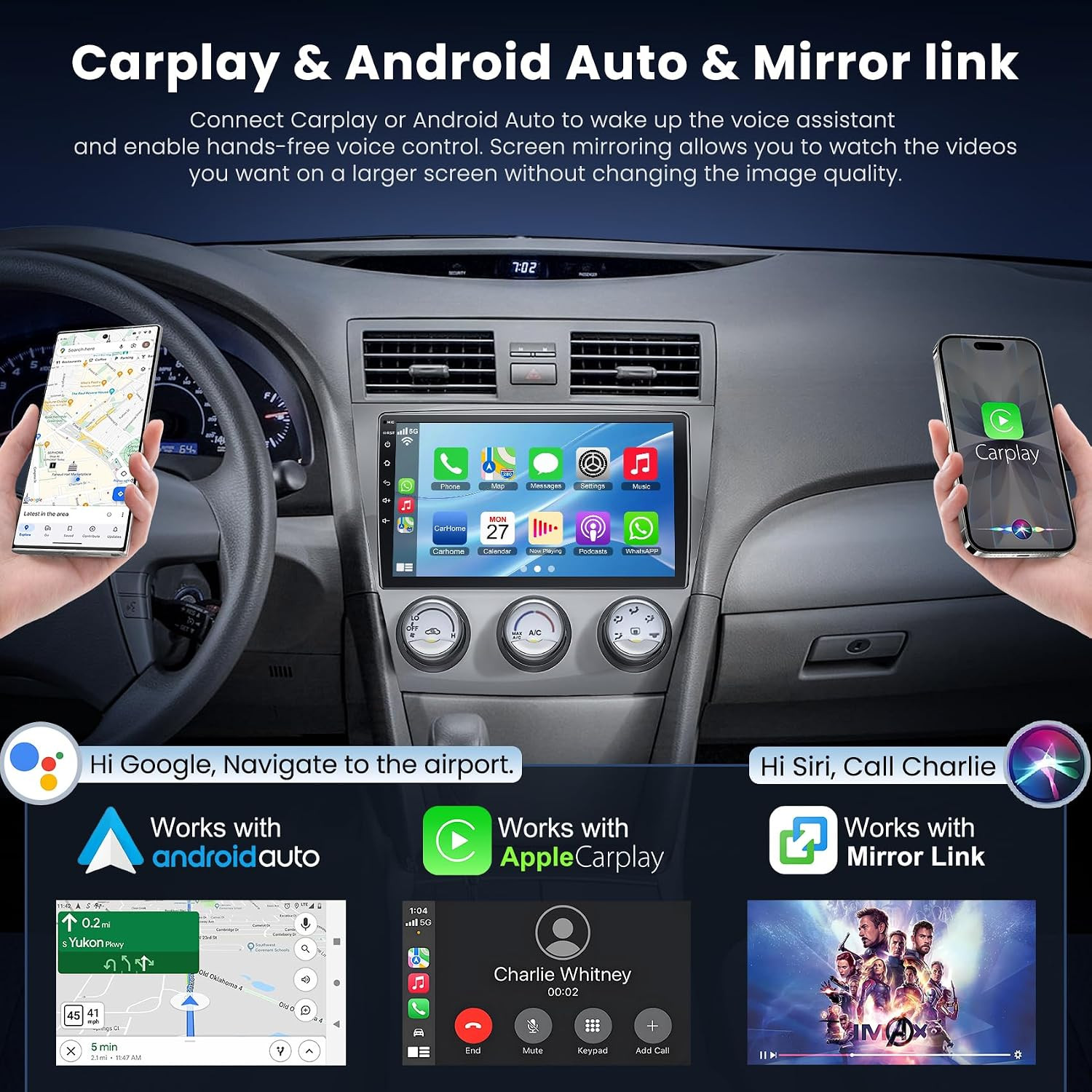 (8Core + 64GB) 10.1 Inch QLED Touch Screen Car Radio for Toyota Camry (2006-2011