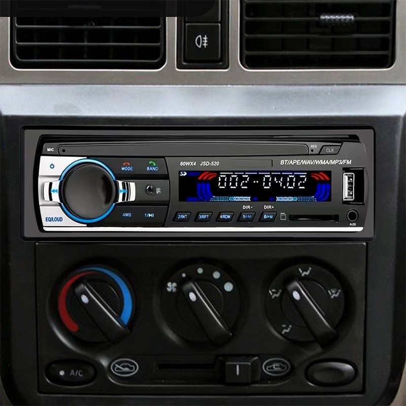 4x60W Single Din In-Dash Car Radio with Steering Remote Bluetooth MP3 Player