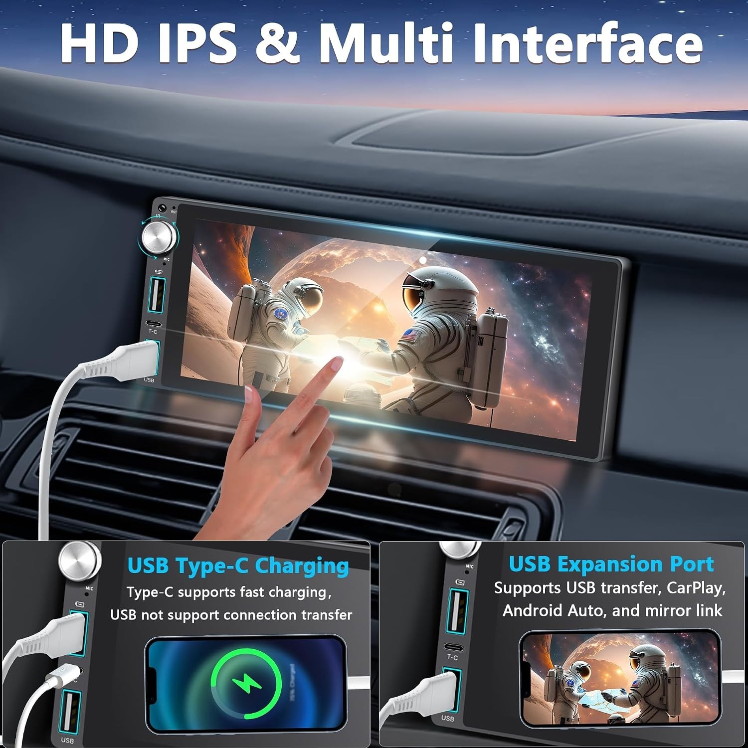 Ultimate Single Din Car Stereo with Backup Camera, Apple Carplay & Android Auto