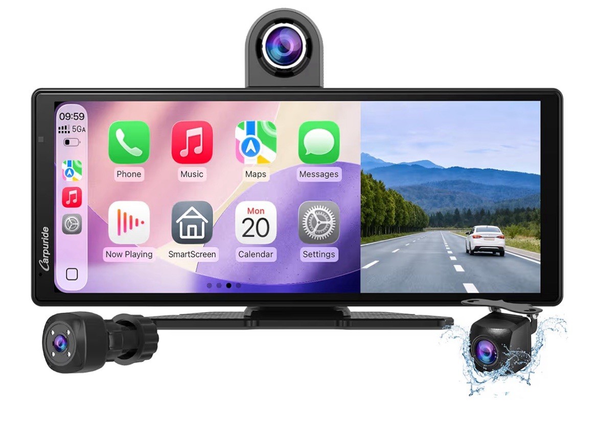 W903S3 9.3”HD Wireless Carplay & Android Auto Screen 4K Front +Wired 1080P Rear