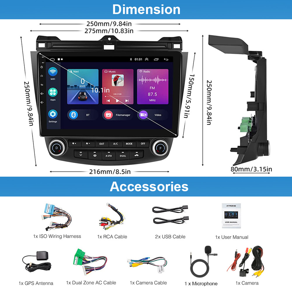 For Honda Accord 2003 2004 2005 2006 2007 Car Radio Stereo GPS In-Dash Deck Unit