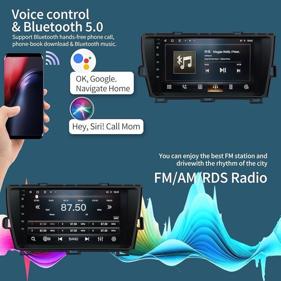 4+32 GB Car Stereo Radio for Toyota Prius 2010-2015, 9 Inch Touchscreen Carplay