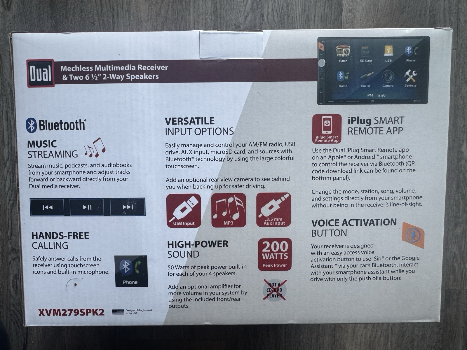 Dual 7″ Double Din Multimedia Receiver (NO CD) , W/ 6.5″ 2-Way Car Speakers !