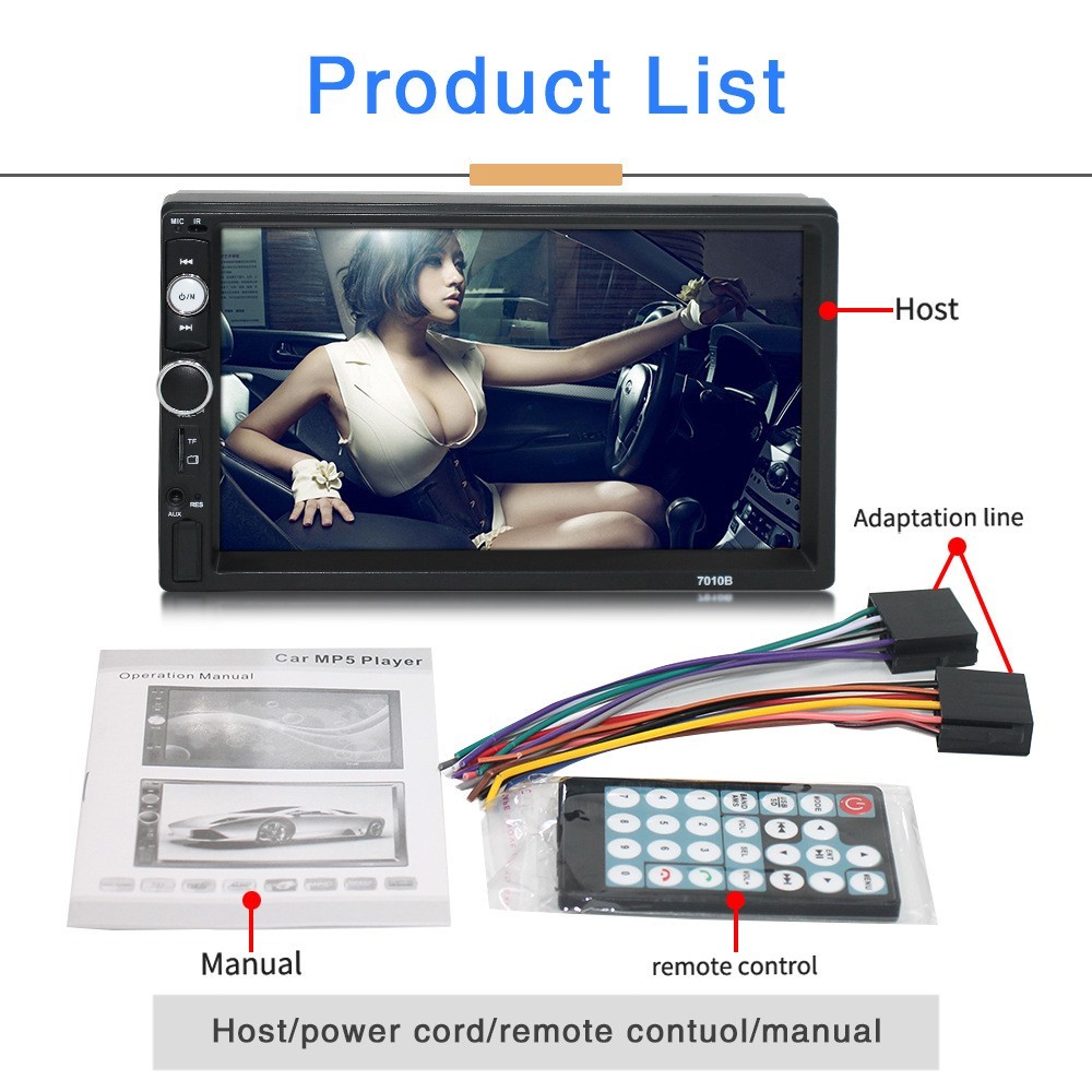 7” 2 DIN HD Car MP5 Player CarPlay Touch Screen Bluetooth Stereo Radio FM/AUX