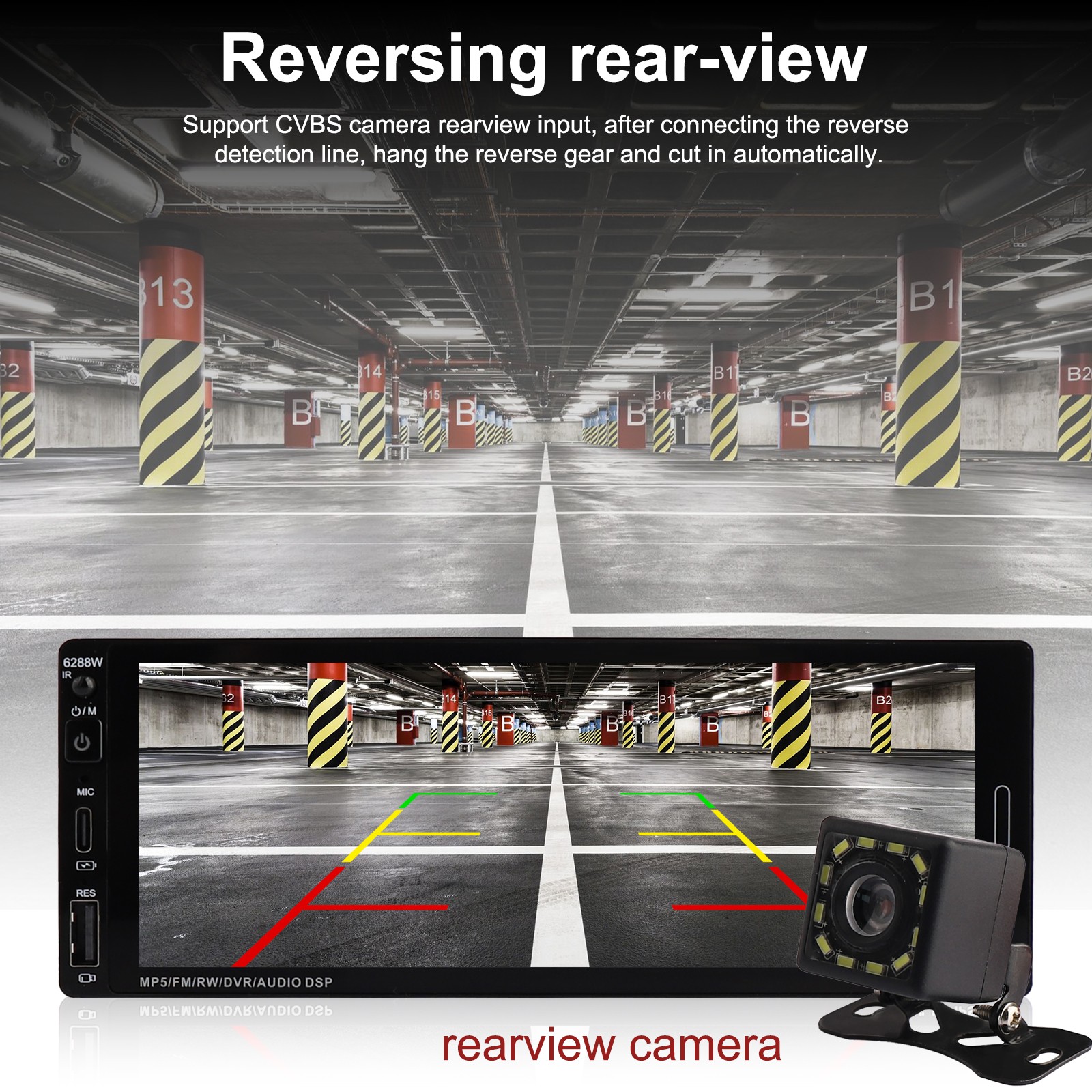 6.9 Inch Single Din Touchscreen Car Stereo Wireless Multimedia w/ Backup Camera