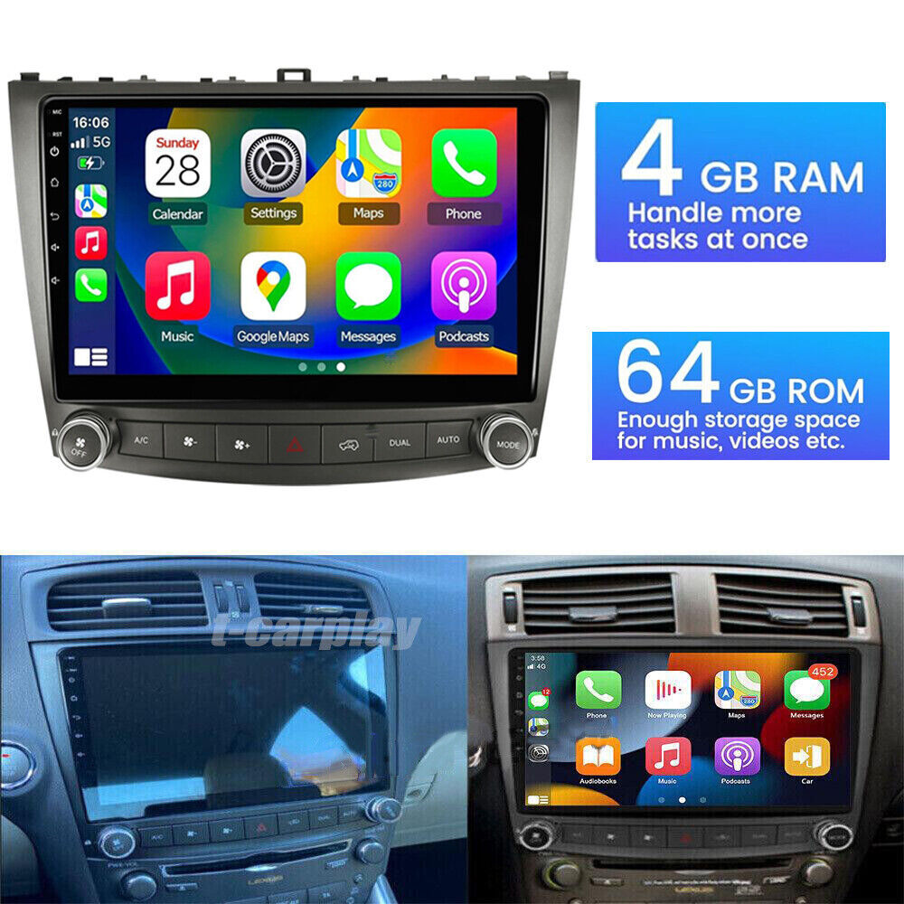 8 Core 4+64G For Lexus IS250 IS350 2006-2012 Apple CarPlay Android 13 Car Radio