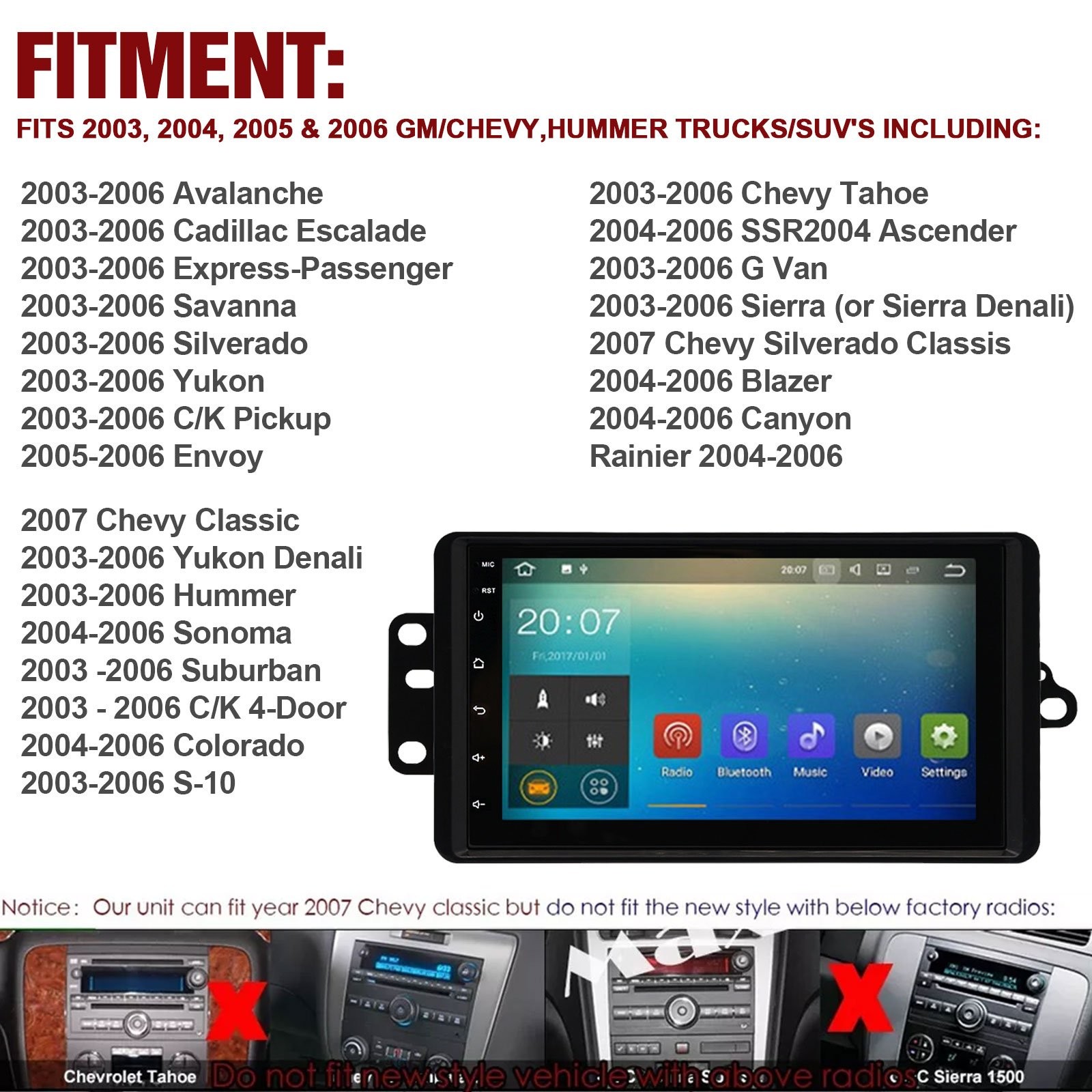 Android 13 Car Radio For 2003-2006 GMC Sierra 1500 2500 3500 GPS Camera Wifi DSP