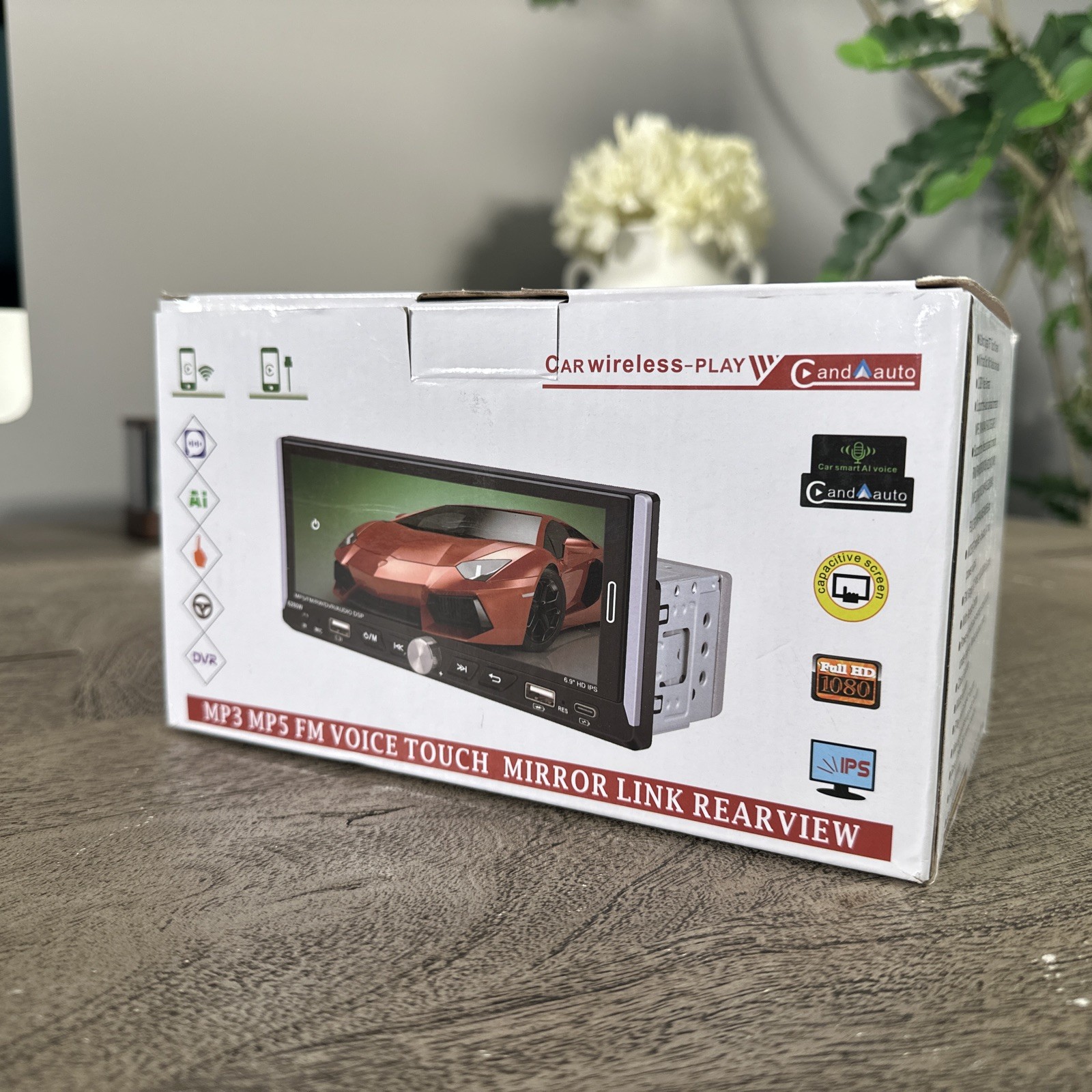 Single Din Car Stereo Carplay Android Auto, 6.9 Inch Touch Screen Radio 1 Din