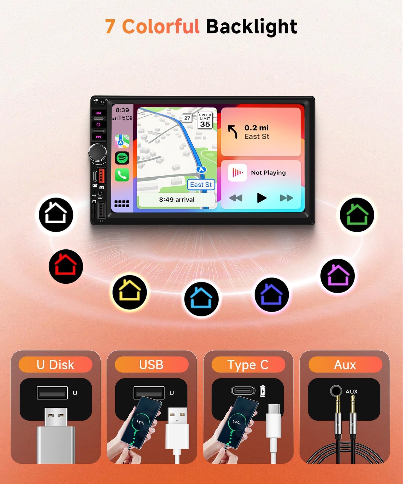 Rimoody Double Din Car Stereo, 7 Inch Touch Screen Wireless Carplay & Android…