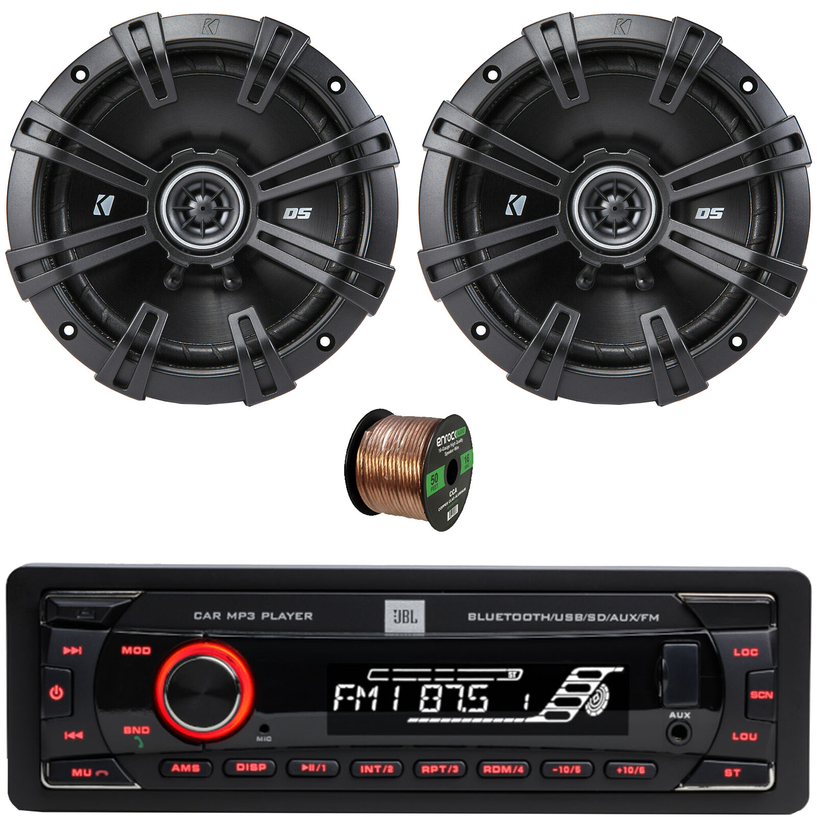JBL Celebrity100 1-DIN Bluetooth SD/MP3 Receiver, 6.75″ 240W Speakers (Pair)