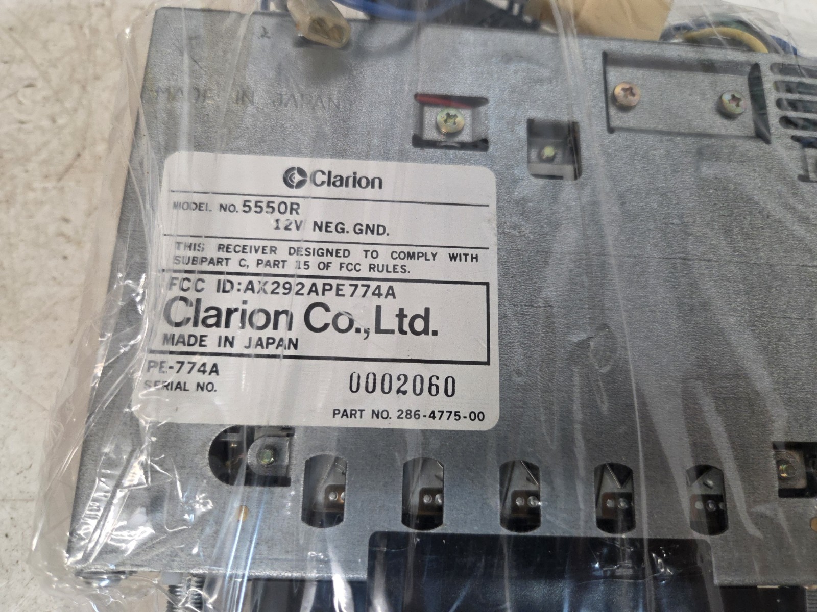 Vintage NOS Clarion 5550R AM/FM Stereo Cassette Reciever Shaft Mount Old School