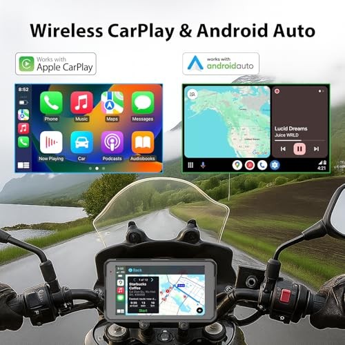 5″ Portable Motorcycle Touchscreen with Wireless CarPlay & Android Auto, W16