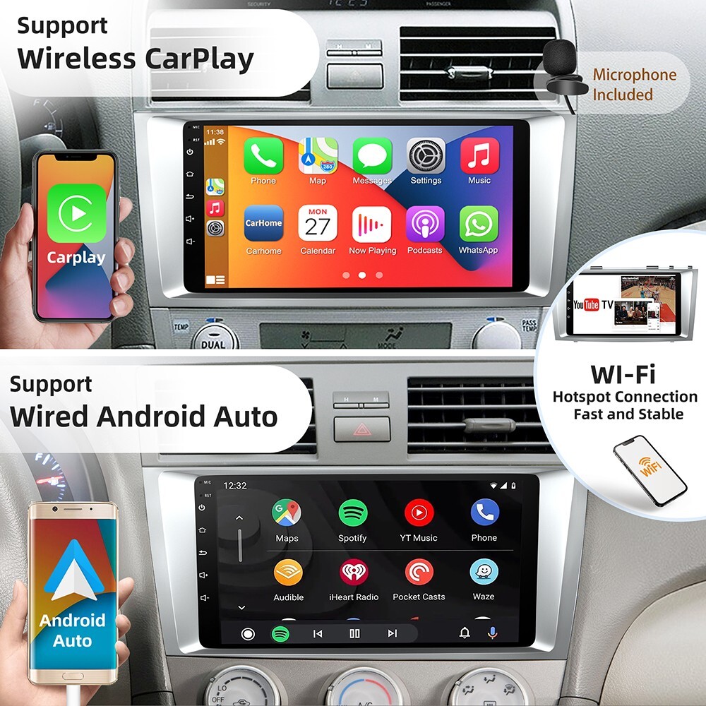 Android12 Apple CarPlay GPS Navi For Toyota Camry 2007-2011 Car Stereo Radio JBL