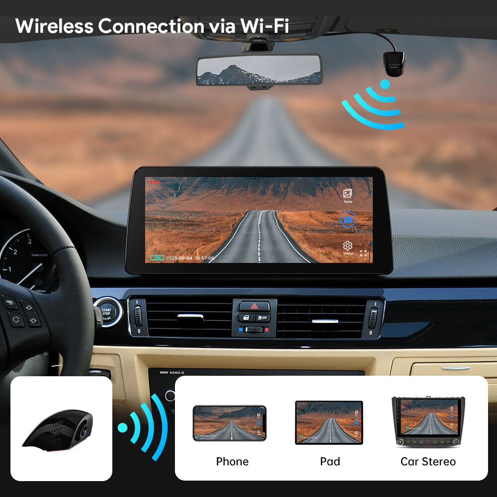 HD 140° Wide View Car WiFi DVR Dash Recorder CAM Rearview Camera 2K Video Play