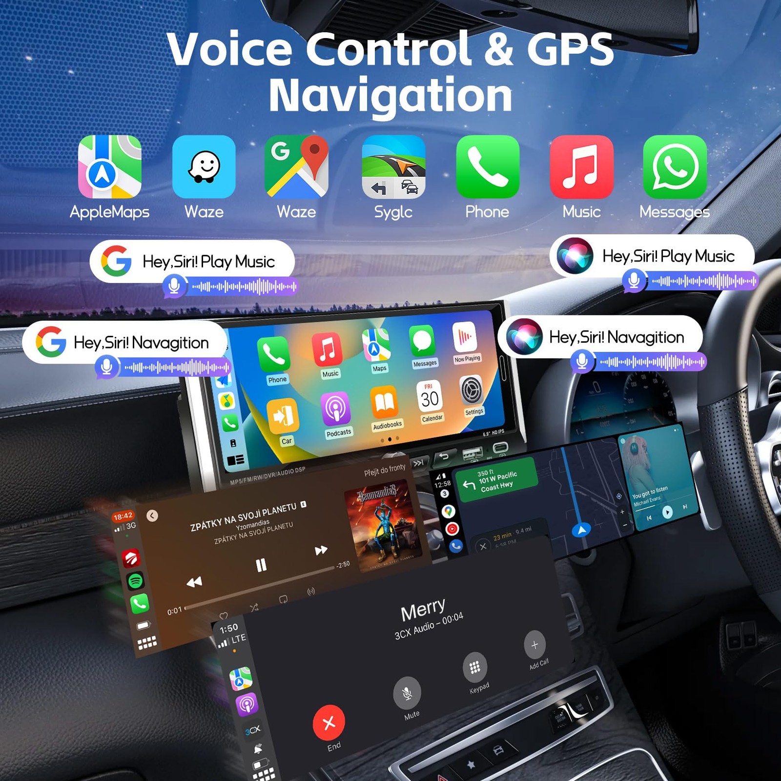 Estereo De Un Din Với Pantalla Tactil Y Carplay Inalambrico De Lujo Pro