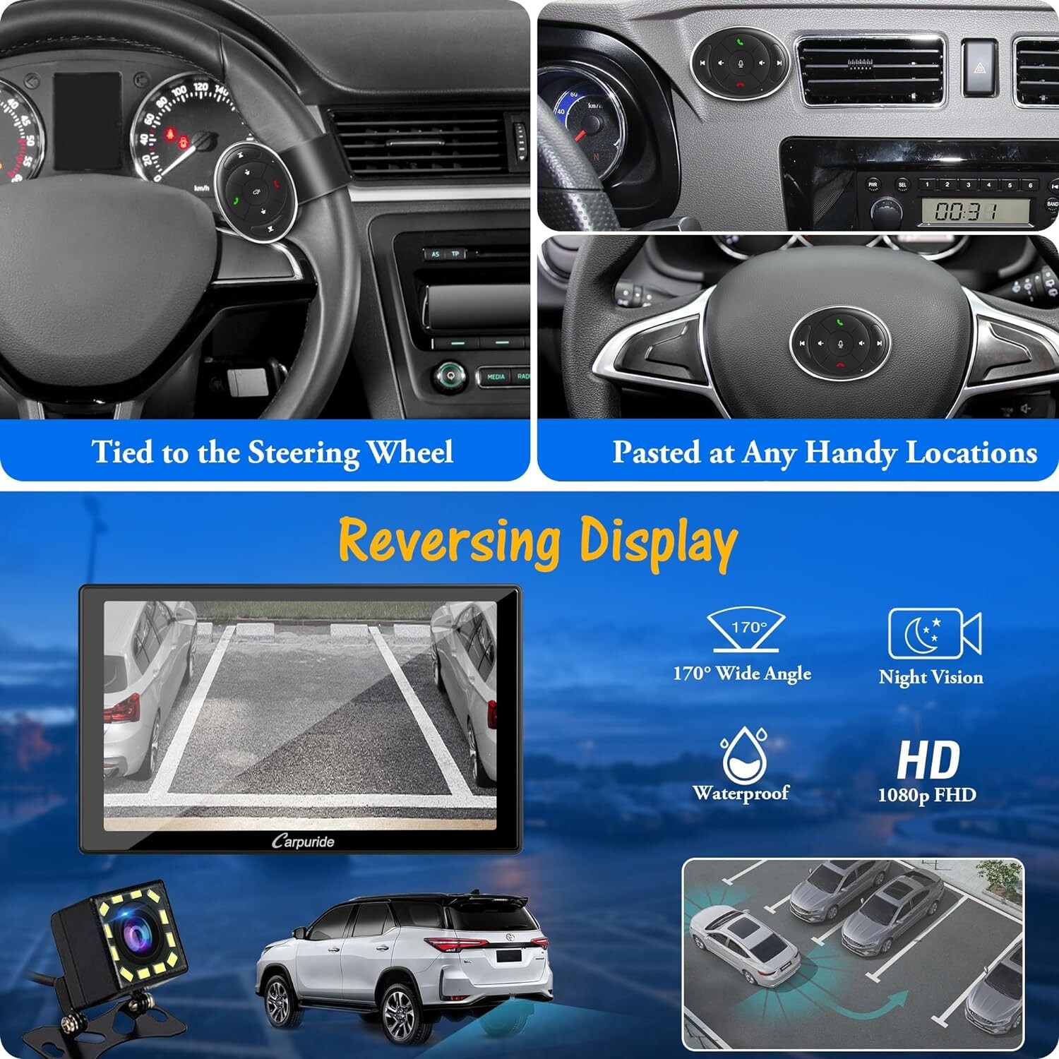 2023 Newest Portable Carplay BT Stereo Wireless Apple Android Auto Backu