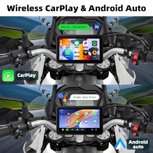 Motorcycle CarPlay Screen with Wireless Apple CarPlay Android Auto IP68 6 Inch