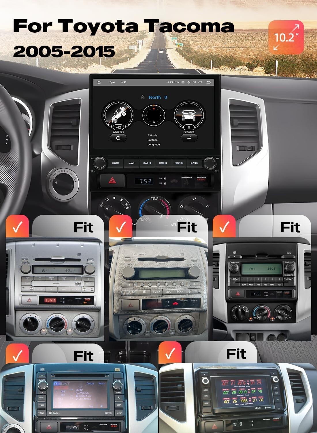 Dasaita 10.2″ Head unit for Toyota Tacoma 2005-2015 Wireless CarPlay Android 13