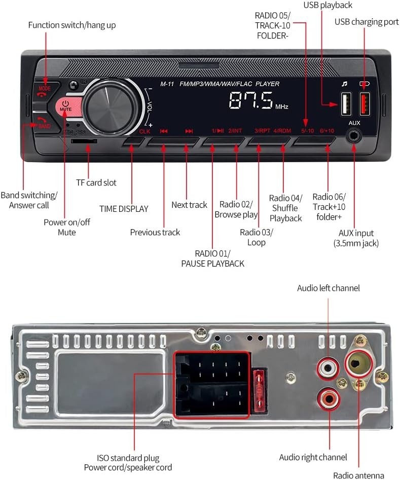 Car Stereo with Bluetooth Single Din Car Radio, Marine Radio Boat Stereo for …