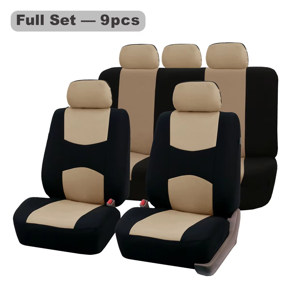 Four Seasons Fashion Universal 9 Pcs Car Seat Cover Polyester Fabric Car Seat Co
