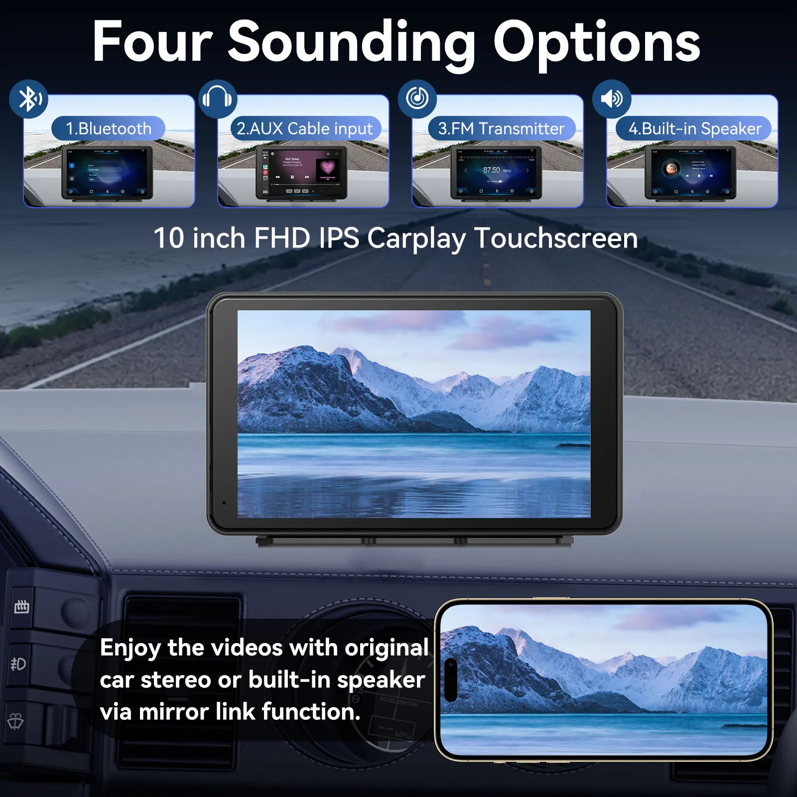 7″ HD Touch Screen Car Audio Receiver Wireless CarPlay Android Auto Display