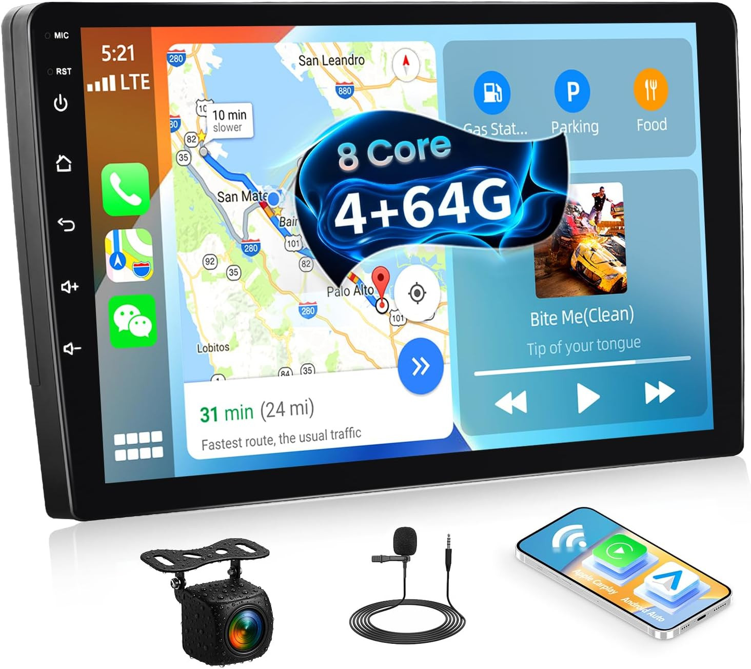 [8-Core 4+64GB] Android 13 Double Din Car Radio Stereo with Wireless Carplay&And