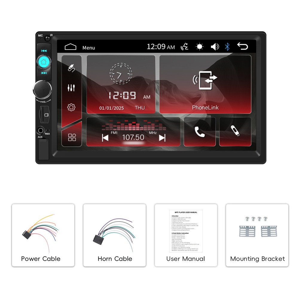 7″ Double 2DIN Car MP5 Player Bluetooth Touch Screen Stereo Radio FM Mirror Link