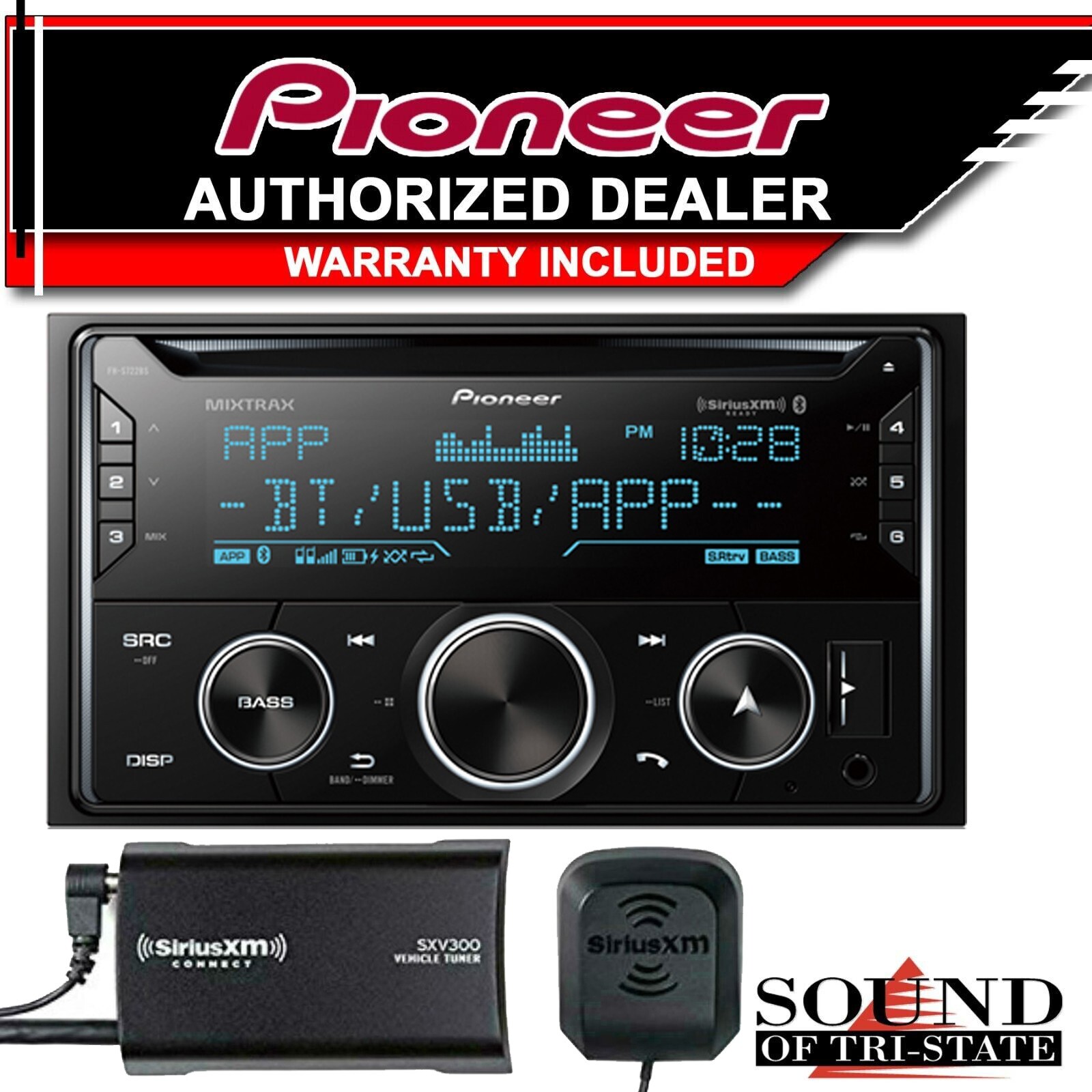 Pioneer FHS722BS CD Receiver w/ Built-in Bluetooth and SiriusXM Satellite