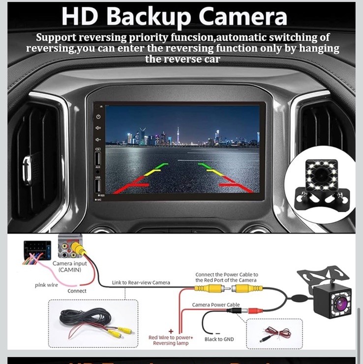 🔥7” Double Din Car Stereo with Wireless Apple CarPlay & Android Auto W Remote