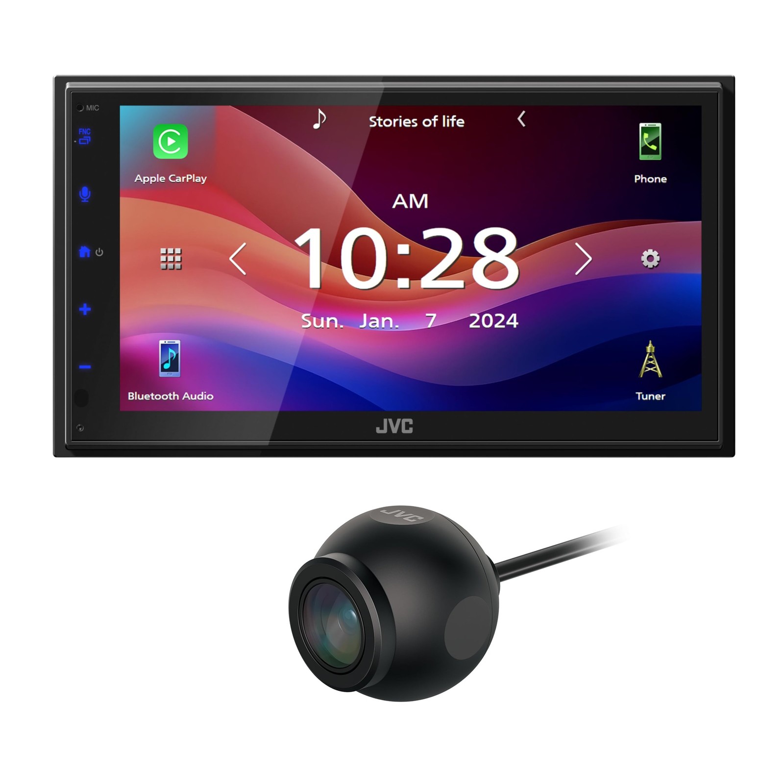JVC KW-M595BT Car Stereo + 1x JVC KV-CM40U Backup Camera Bundle – 50W x 6-Ch